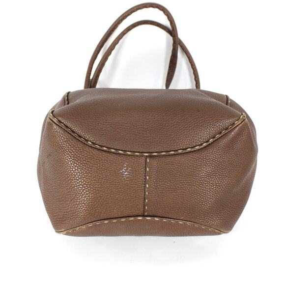 FENDI Selleria Lavorazione A Mano Bronze Pebbled Leather Satchel Handbag Bucket - Picture 7 of 10